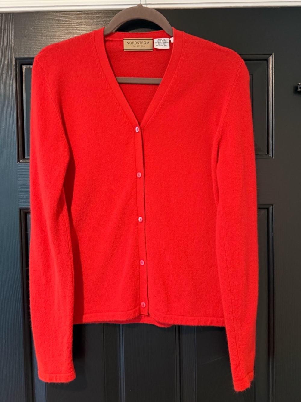 Nordstrom Collectors 100% Cashmere Red Cardigan Sweater Medium - Picture 3 of 8